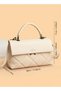 Women PU Large-Capacity Multi-Pocket Quilted Stitch Shoulder Crossbody Tote Satchel Handbag (Beige) - 5