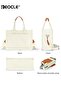 Women's Canvas Tote Bag with Top Handle and Multi Pocket Design Crossbody Shoulder Purse with Spacious Interior for Daily Work - 6