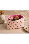 Special Design Pink Floral Embroidered Canvas Makeup Bag - Lined Mini Organizer Handbag - 2