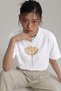 Unisex Oversized T-Shirt with Floral Motif Print Black / White