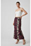 Women's Patterned High Waist Flared Satin Skirt