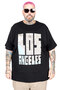 Mode XL Large Size T-Shirt Bis Collar Los Angeles U26117 Black