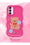 Samsung Galaxy A14 Compatible Case Camera Protector Red Silicone Couple Phone Case Bear Pattern - 2
