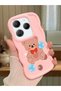 Infinix Hot 40 Compatible Case Camera Protector Pink Silicone Couple Phone Case Bear Pattern