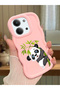 Redmi 15C 5g Compatible Case Camera Protector Pink Silicone Couple Phone Case Panda Pattern