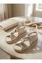 - Genuine Leather Women's Sandals with Stone Detail - 4