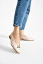 Women's Blunt Toe V-Cut Patent Leather Gold Button Accessory Adjustable Sandals Flat Stylish Ballerinas - 4