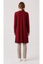 Women's Cherry Claret Red Colored Long Slit Basic Cardigan - 5