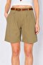 Women's Mink Waist Belted Lycra Gabardine Midi Shorts - 3