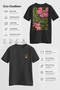 Pink Botanical Design 100% Cotton Half Oversize Black T-Shirt - 3