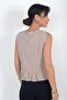 Women's V-Neck Metal Button Ruffle Sleeveless Modal Blouse - 4
