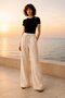 High Waist, 2 Pockets, Elastic Waist with Drawstring, Slim and Lightweight Pants That Won'T Show under Clothes - Beige - 2