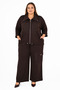 Plus Size Women's Suit with Zippered Collar and Stone Embellishment Detail