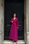 Women's Plum Belted Double Breasted Collar Maxi Chiffon Dress Mlb210 - 2