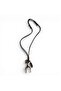 Antique Bronze Double Horn Crescent and Feather Figured Adjustable Brown Leather Cord Unisex Necklace - 3