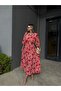 Women's Patterned Summer Double-Breasted Collar Slit Ankle-Length Dress 11B-2408 - 3