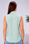 Water Green Viscose Linen Zero Sleeve Women's Shirt - 4