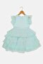 Kids Girl Ruffle Sleeve Sequins Dress, Blue - 3