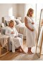 New Season Ecru Shawl Collar Lace Detailed Summer Special Design 100% Cotton Maternity Dressing Gown Nightgown Set - 5