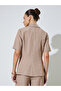 Beige Notch Lapel Blazer Top - 4