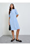 Blue Pocketed Knee Length Dress - 2