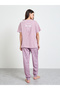 Purple V Neck Drop Shoulder T-Shirt and Cuffed Pyjama Set - 6