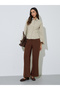 Beige Striped Bell Sleeve Fitted Shirt - 2