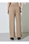 Tan Wide Leg Pants with Cord Detail - 5