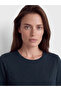 Lcw Grace Navy Blue Embroidered 100% Cotton Women's T-Shirt - 3