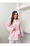 Women's Belted Oversize Long Shirt with Tassel Cuffs - 2