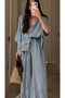 Dark Blue Poncho Tensel Set with Snap Detail - 4172 - 2