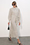 Women's Belted Hijab Dress 2589 - Cream - 3