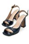 Women's Patent Leather Design Asymmetrical Strapped Blunt Toe Thick Heeled Shoes - 5