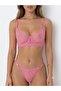 Women's Pink Lace Lingerie Set Bra and Panty Set - 3