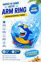 Children's Inflatable Arm Ring Blue Shark Patterned 22 cm |   Pool Sea Swimming Arm Sleeve 3-6 Years 15-30 kg