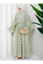 Flower-Patterned Lace Dress with Double Layered Veil and Gold Chain Belt.. 2 Pieces of Lace Poncho - 5