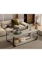 -Long Coffee Table, 2 Tier End Table, Modern Central Table with Storage Shelf, Furniture Table, Sofa Table Desk, Coffee Table for Home Living Room, Office, Reception Room (100*48cm) - 3