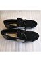Men's Genuine Leather Suede Black and Gray Patchwork Combination with Pompom Soft Thin Hard Rubber Sole Loafer Shoes - 2