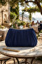 Navy Blue Satin New Model Battery-Powered Evening Dress Bag, Handbag and Pearl Stone Evening Dress Stylish Bag, Silver Case - 2