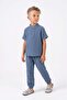 Cotton Muslin Fabric Summer Long Pants Short Sleeve Comfortable Set M00842 Indigo