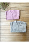 Tiny Floral Patterned Dusty Rose 100% Cotton Ribbed Textured Snap Fastener Long Sleeve Ribbed Baby Romper - 3