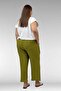 69014 Large Size Double Tensel Pants with Elastic Waist and Pockets - Oil Green - 5