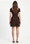 Women's Maeva Square Neck Short Sleeve Mini Woven Bitter Brown Dress - 5