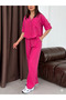 Women's Oversize Linen Trousers with Front Stitching Detail - Shirt Set - 2