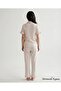 Women's Shirt Collar Buttoned Wrinkled Pajama Set with Ruffles - 3