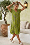 Pistachio Green V-Neck Short Sleeve Patterned Casual Viscose Woven Dress 113 64 - 5