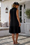 Black Shirt Collar Sleeveless Buttoned Skirt Ruffle Casual Muslin Woven Dress 105 65 - 7