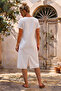 White V-Neck Short Sleeve Lined Brodelee Casual Cotton Woven Dress 113 55 - 4