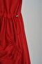 Red Gathered Waist Short Sleeve Dress - 4