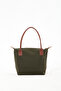 Giza Satin Large Size Women's Khaki Green Shoulder Bag - 6